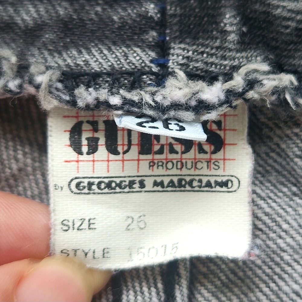 VTG 90s Guess High-Waisted Denim Jorts Shorts Sz 26 Black Raw Hem Grunge USA Y2K - Picture 10 of 12